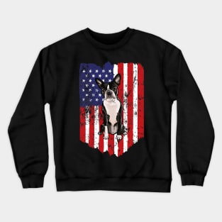 American Flag Boston Terrier 4Th Of July Usa Crewneck Sweatshirt